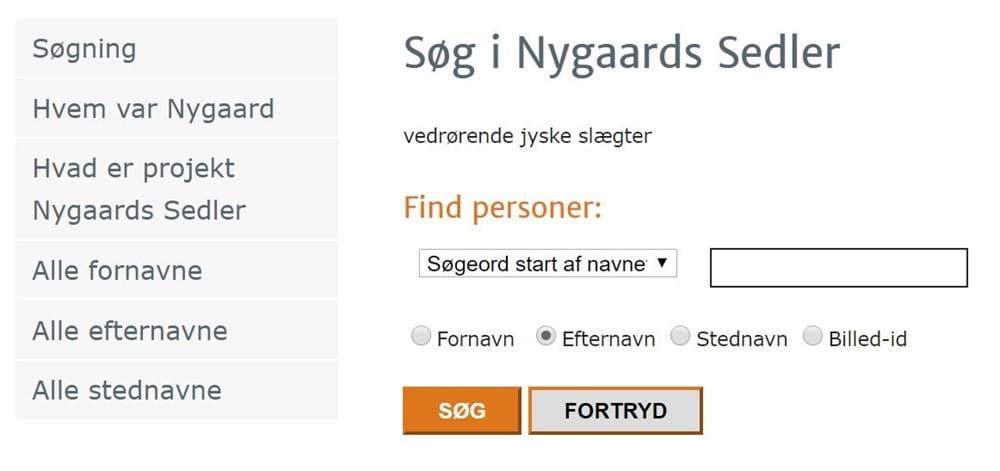 Nygaards Sedler Search Form