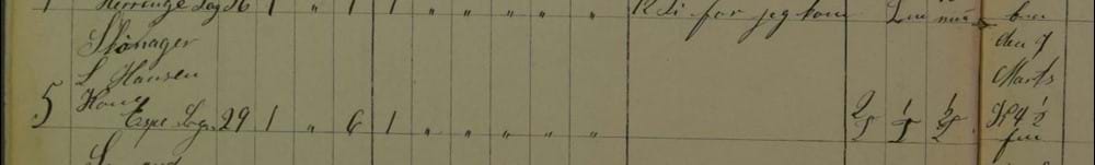 Midwife Record from Espe in Denmark 1885