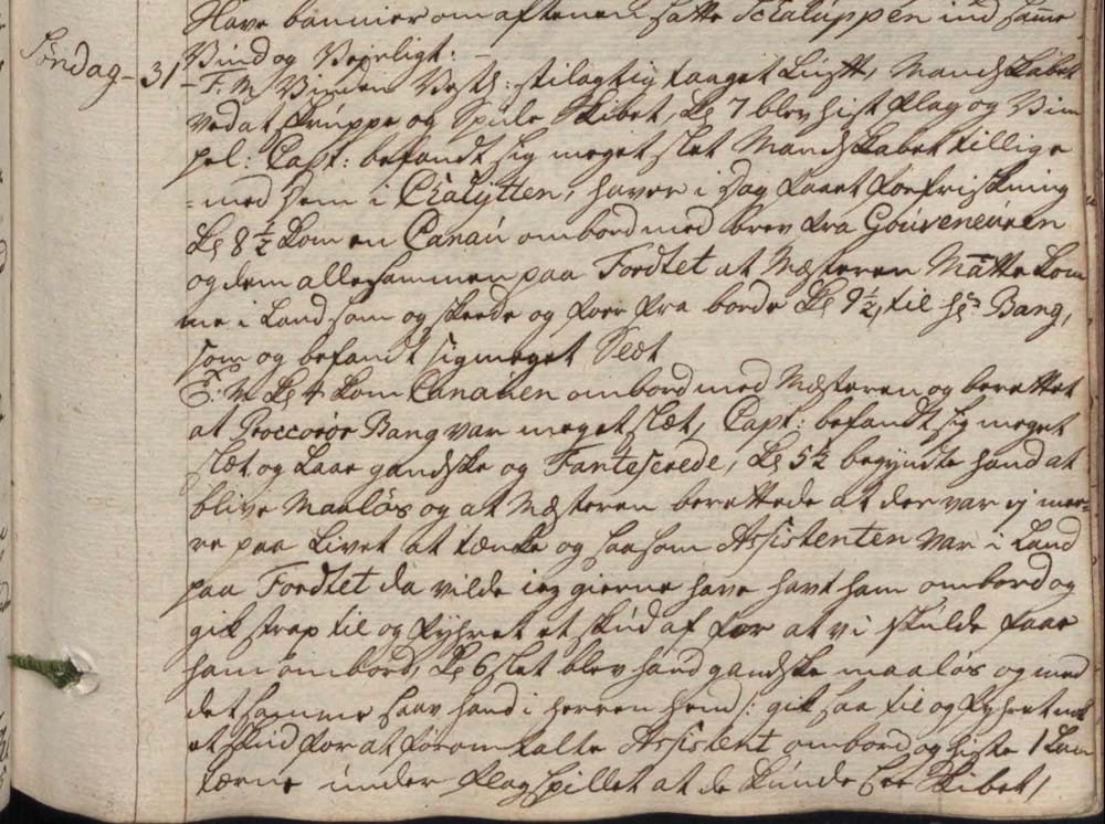 Journal for the Snaw Ada at the Gold Coast 31 July 1768